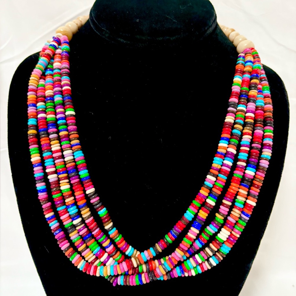 Multicolor Bone Beaded Necklace